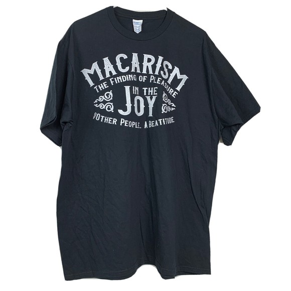 Port & Company T-Shirt Top Black White Graphic MACARISM 100% Cotton Tee 2XL NWOT - Picture 6 of 11